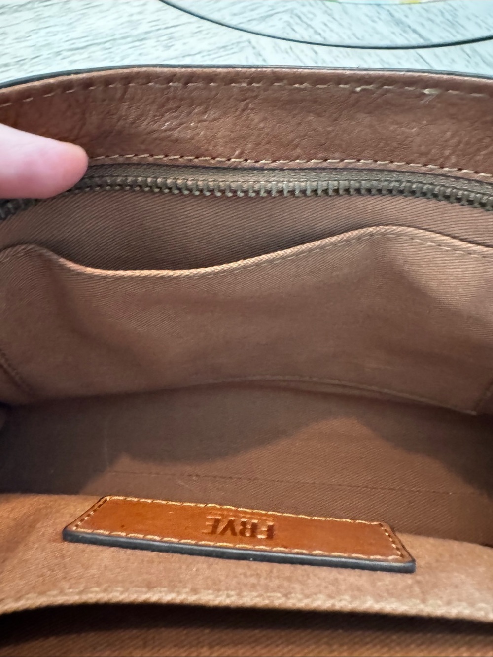 Frye Lucy Cognac Leather Crossbody Organizer Bag - Picture 13 of 16